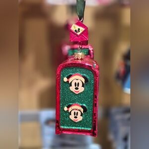Disney 2024 Mickey & Minnie Mailbox Glass Holiday Christmas Ornament - NEW